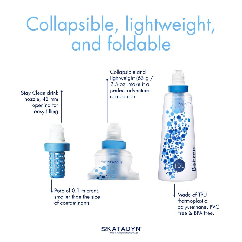 KATADYN فلتر مياه كاتادين بي فري 1.0 لتر، تدفق سريع، غشاء EZ Clean بقطر 0.1 ميكرون لرياضات التحمل، التخييم وحمل الحقائب، مقاس واحد، 8018006 - Image 3